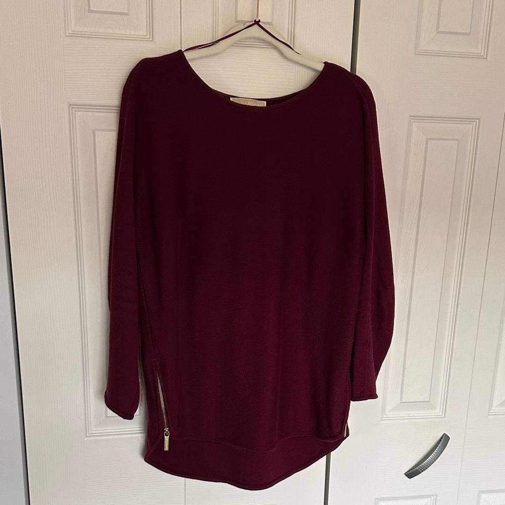 Michael Kors Burgundy Knit Long Sleeve Top